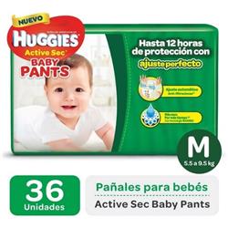 PAÑ HUGGIE ACTIVE SEC BABY PANTS MED X36